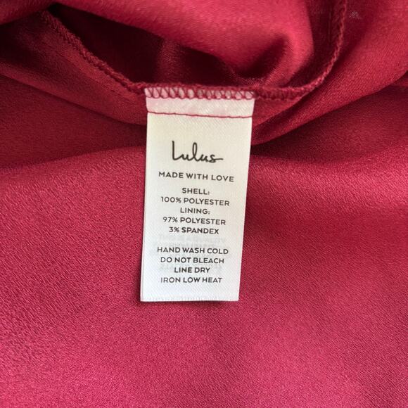 Lulus Elegant Delight Wine Red 3D Floral Lace Puff Sleeve Mini Dress Size Medium - Picture 9 of 9